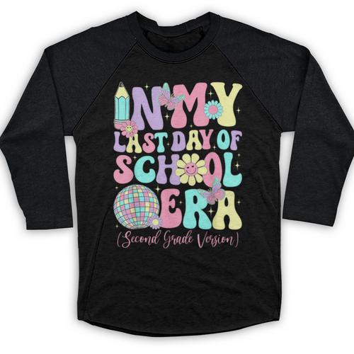 Groovy In My Last Day Of School Era Second Grade Graduation Baseball Raglan Shirt - Best Gift Smart
