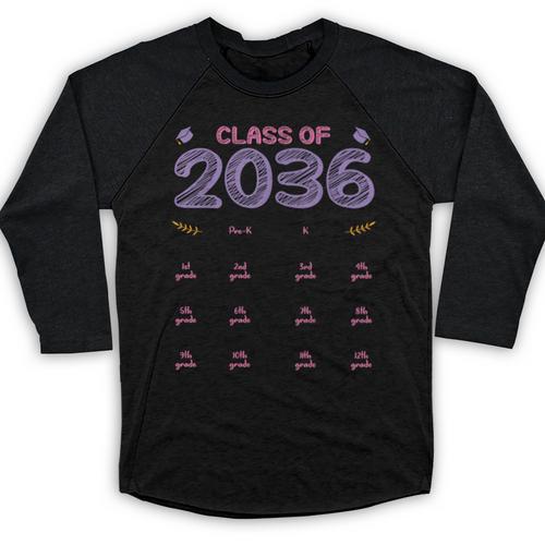 Grow With Me Graduation First Day Of School Class Of 2036 Baseball Raglan Shirt - Best Gift Smart