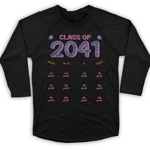 Grow With Me Graduation First Day Of School Class Of 2041 Baseball Raglan Shirt - Best Gift Smart