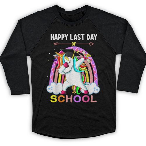 Happy Last Days Of School Graduation Class 2022 Unicorn Girl Baseball Raglan Shirt - Best Gift Smart