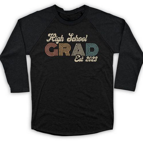 High School Grad 2023 Class Of 2023 Retro Graduation Done Baseball Raglan Shirt - Best Gift Smart