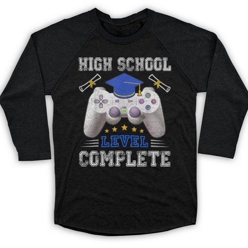 High School Level Complete Class Of 2025 Graduation Baseball Raglan Shirt - Best Gift Smart