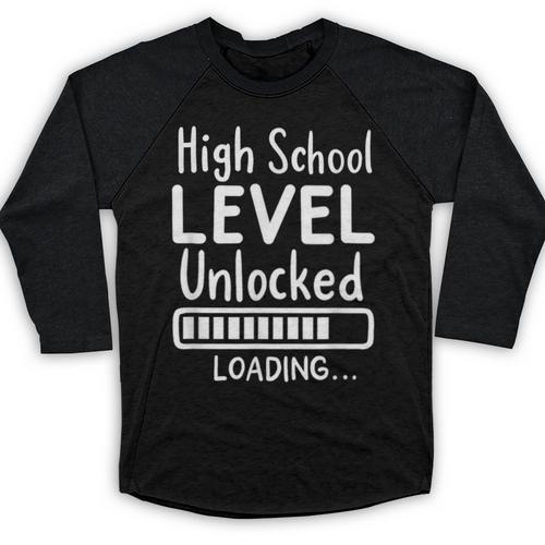 High School Level Unlocked Gamer Graduation Apparel Baseball Raglan Shirt - Best Gift Smart