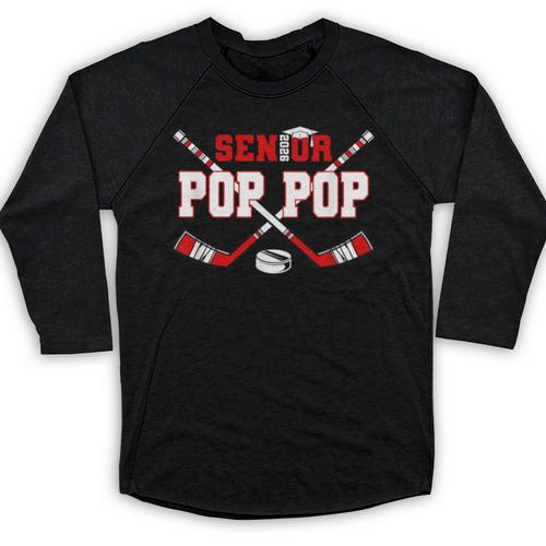 Hockey Senior Pop Pop Graduation Class Of 2026 Kids Baseball Raglan Shirt - Best Gift Smart