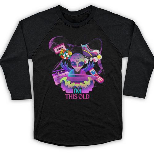I’m This Old Retro 80s Nostalgia Alien Baseball Raglan Shirt - Figerry