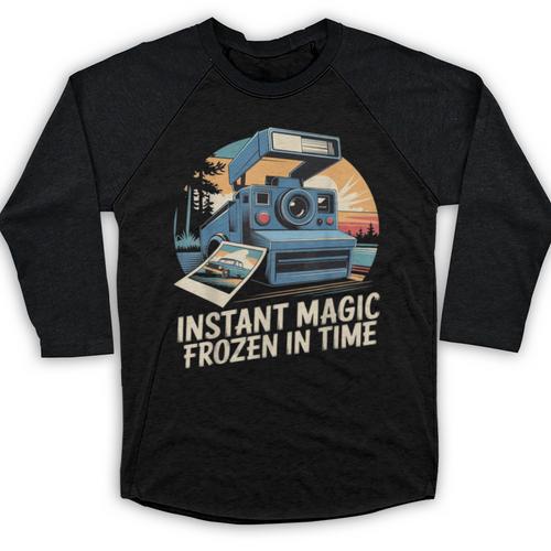 Instant Magic Frozen In Time Retro Camera Nostalgia Baseball Raglan Shirt - Figerry
