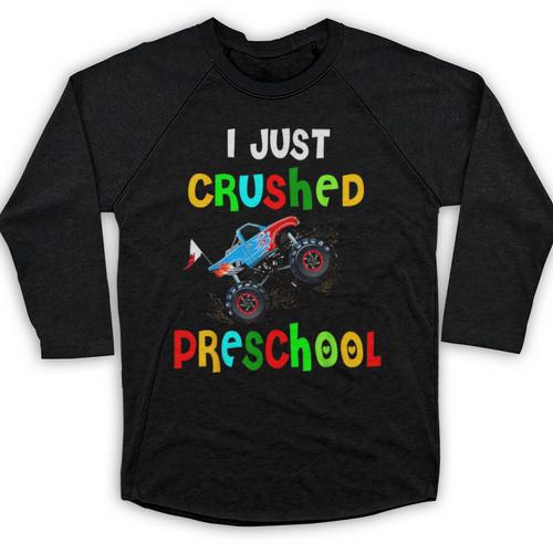 I Just Crushed Preschool Monster Graduation Baseball Raglan Shirt - Best Gift Smart
