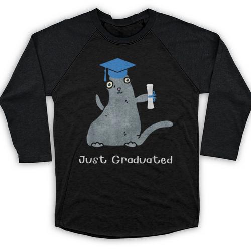Just Graduated Cat With Graduation Cap And Diploma For Men Women Girls Kids Baseball Raglan Shirt - Best Gift Smart