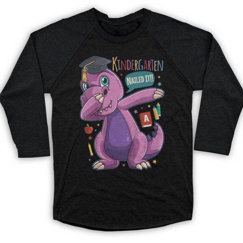 Kids Dabbing T Rex Graduation Kindergarten Class Of 2019 Baseball Raglan Shirt - Best Gift Smart