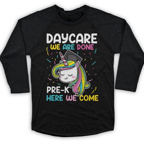 Kids Daycare Graduation Unicorn Last Day Of School Kids Baseball Raglan Shirt - Best Gift Smart