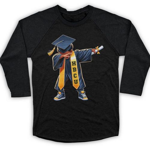 Kids HBCU Boys Grad Dabbing Graduation Baseball Raglan Shirt - Best Gift Smart