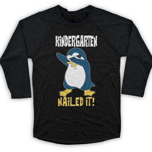 Kids Kindergarten Dabbing Penguin Nailed It Graduation Class 2021 Baseball Raglan Shirt - Best Gift Smart