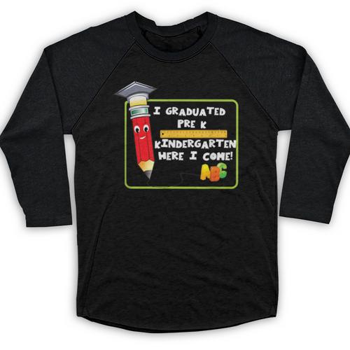 Kids Pre-K Graduation Kindergarten Here I Come Baseball Raglan Shirt - Best Gift Smart