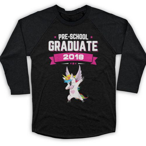 Kids Preschool Graduate 2018 Unicorn Dab Graduation Pre-K TShirt Baseball Raglan Shirt - Best Gift Smart