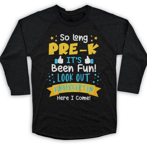 Kids So Long Pre-K Graduation 2025 School Kindergarten Here Come Baseball Raglan Shirt - Best Gift Smart