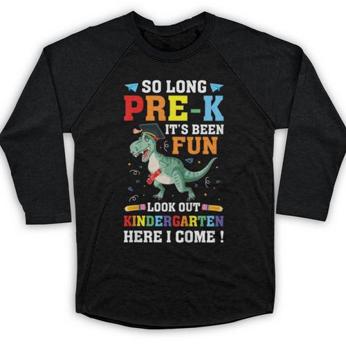 Kids So Long Pre-K Preschool Graduation Kindergarten Here I Come Baseball Raglan Shirt - Best Gift Smart