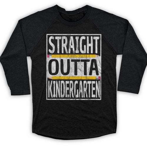 Kids Straight Outta Kindergarten Graduation Baseball Raglan Shirt - Best Gift Smart