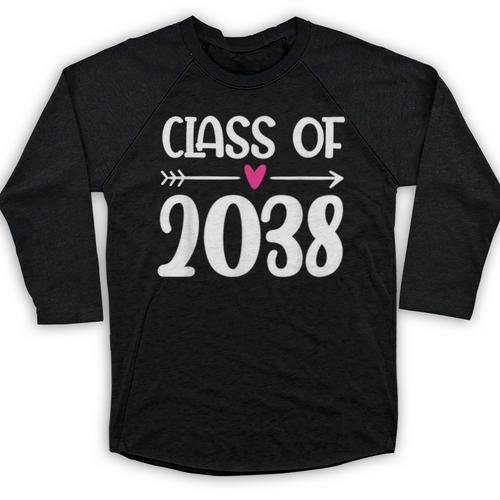 Kindergarten Class Of 2038 First Day School Graduation Girls Baseball Raglan Shirt - Best Gift Smart