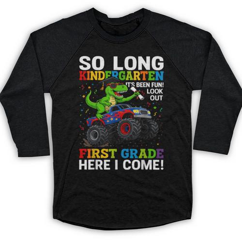 Kindergarten Graduate 2025 Kindergarten Graduation Dino Trex Baseball Raglan Shirt - Best Gift Smart