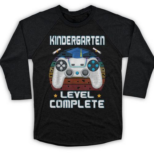 Kindergarten Graduation Level Complete Gamer 2024 Gaming Boy Baseball Raglan Shirt - Best Gift Smart