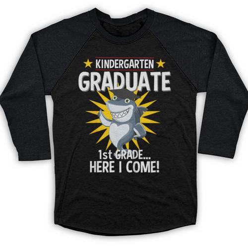 Kindergarten Graduation Shirts 2019 Shark Grad Toddler Baseball Raglan Shirt - Best Gift Smart