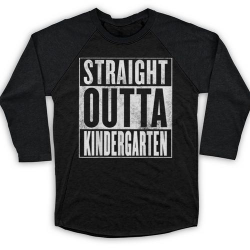 Kindergarten Graduation- Straight Outta Kindergarten Baseball Raglan Shirt - Best Gift Smart