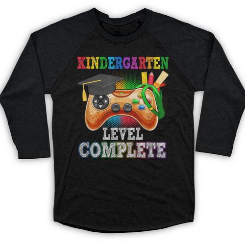 Kindergarten Level Complete Last Day Of School Graduation Baseball Raglan Shirt - Best Gift Smart