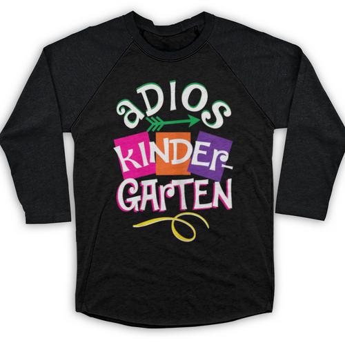 Last Day Of School Adios Kindergarten Graduation Kids Girls Baseball Raglan Shirt - Best Gift Smart
