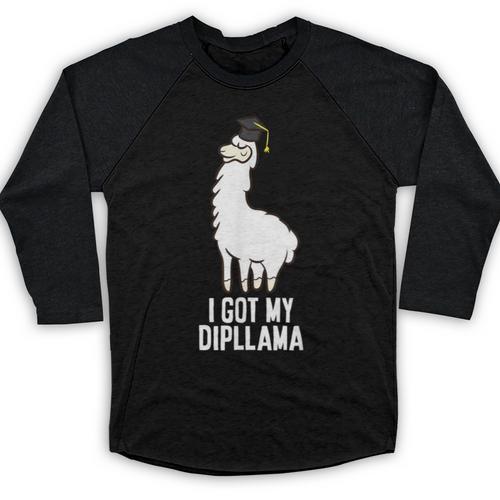 LLama Graduation I Got My Dipllama Cute Llama Baseball Raglan Shirt - Best Gift Smart