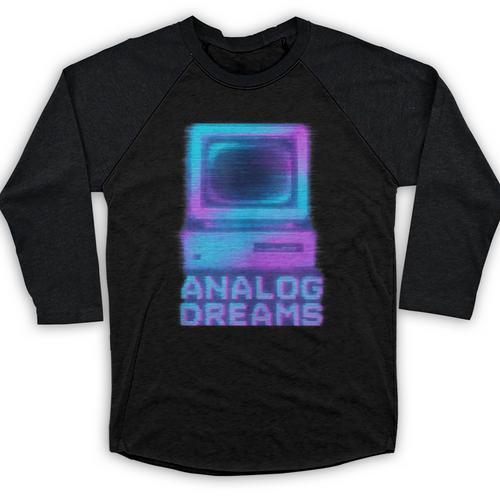 Lofi Reverie Analog Dreams Pixel 90s Desktop VHS Nostalgia Baseball Raglan Shirt - Figerry