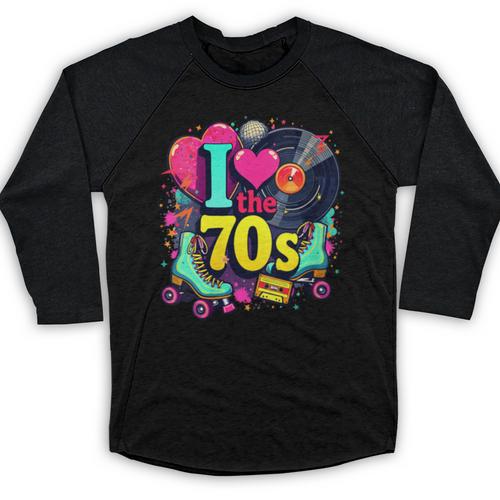 I Love The 70s Vintage Cassette Roller Vinyl Nostalgia 70s Baseball Raglan Shirt - Figerry