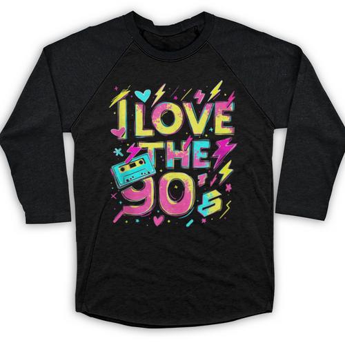 I Love The 90'S 90s Retro Nostalgia Baseball Raglan Shirt - Figerry