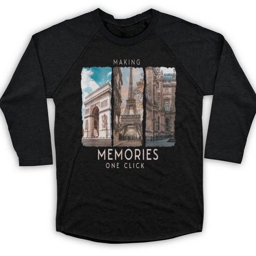 Making Memories In Paris Photo Nostalgia Travel Humor Baseball Raglan Shirt - Figerry