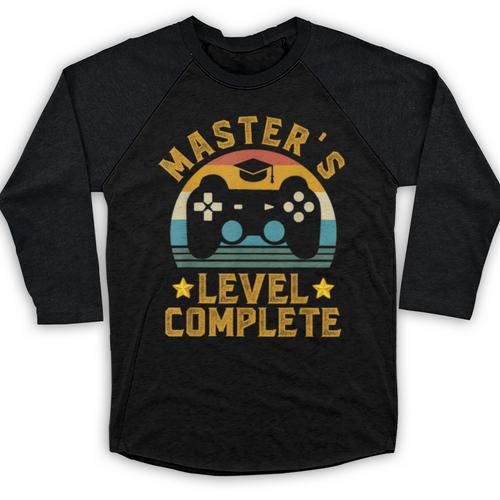 Master's Level Complete Vintage Video Gamer Graduation Baseball Raglan Shirt - Best Gift Smart