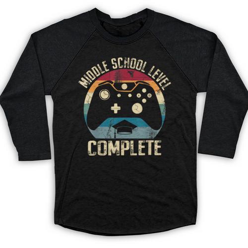 Middle School Level Complete Gamer Class Of 2024 Graduation Baseball Raglan Shirt - Best Gift Smart