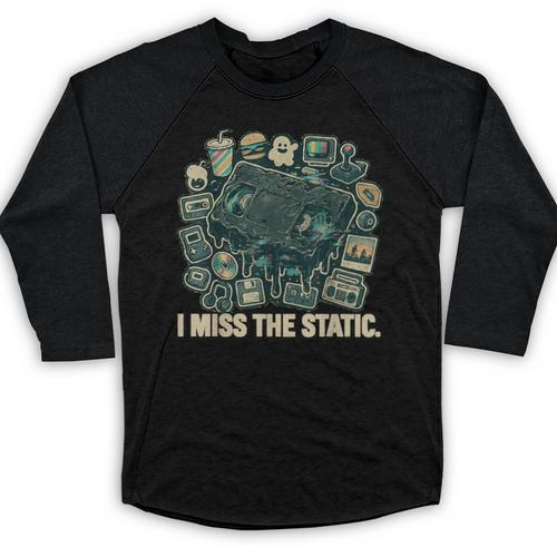 I Miss The Static Retro VHS Nostalgia Art Baseball Raglan Shirt - Figerry