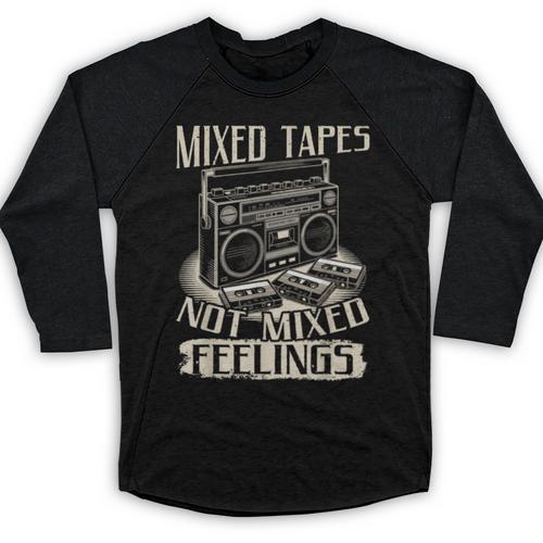 Mixed Tapes Not Feelings Nostalgia Retro Cassette Tape Baseball Raglan Shirt - Figerry
