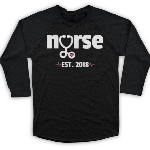 New Nurse Est 2018 Nursing School Graduation Baseball Raglan Shirt - Best Gift Smart