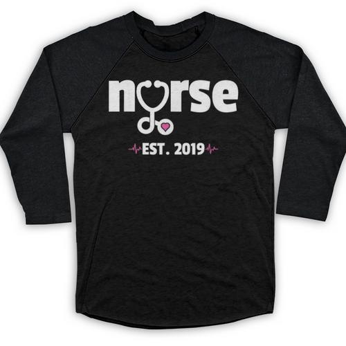 New Nurse Est 2019 Nursing School Graduation Baseball Raglan Shirt - Best Gift Smart