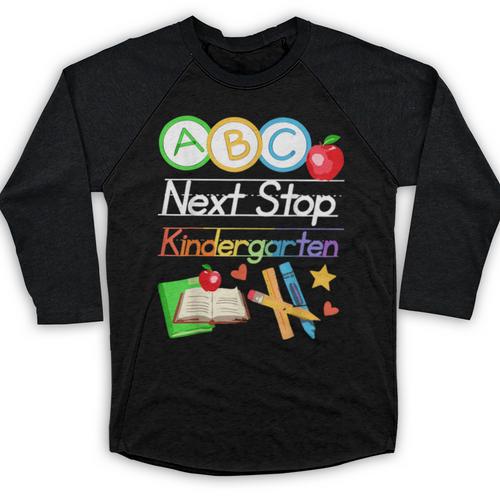 Next Stop Kindergarten Preschool Graduation 2025 Boy Girl Baseball Raglan Shirt - Best Gift Smart