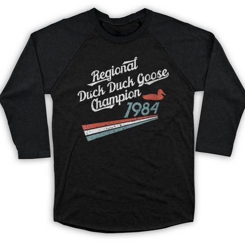 Nostalgia 80s Duck Goose Distressed Baseball Raglan Shirt - Figerry