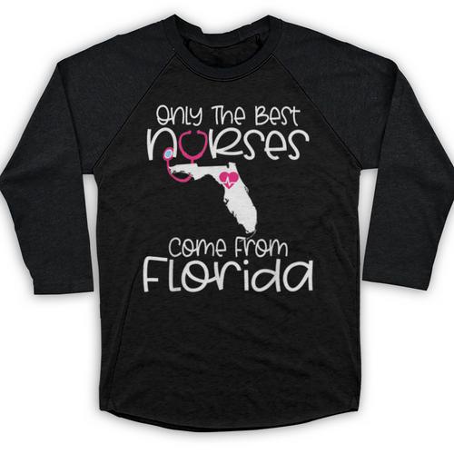 Nurse Florida RN CNA LPN Nursing Student Graduation Baseball Raglan Shirt - Best Gift Smart