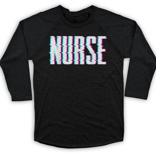 Nurse Glitch Aesthetic Graduation Nurse Glitch Graphic Art Baseball Raglan Shirt - Best Gift Smart