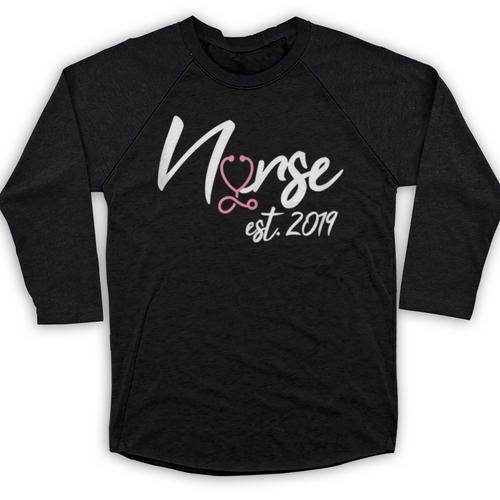 Nursing School Survivor Apparel Graduation Nurse RN EST 2019 Baseball Raglan Shirt - Best Gift Smart