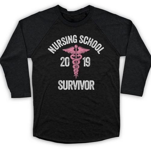 Nursing School Survivor Apparel Graduation Party Nurse RN Baseball Raglan Shirt - Best Gift Smart