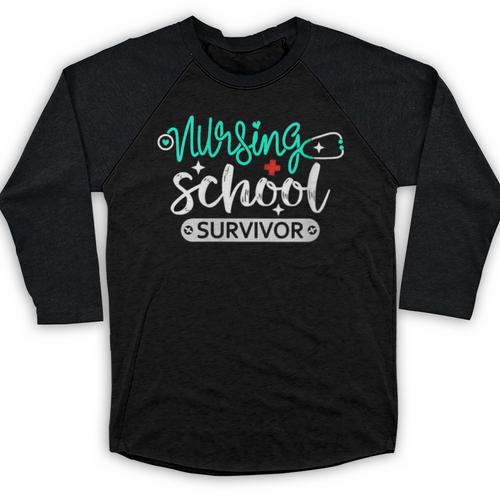 Nursing School Survivor RN Grad Nurse Graduation Student Baseball Raglan Shirt - Best Gift Smart