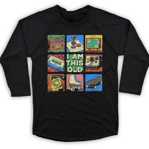 I Am This Old Retro Vintage Nostalgia 80s 90s Cassette Tape Baseball Raglan Shirt - Figerry