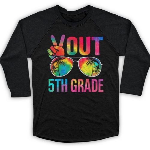 Peace Out 5th Grade Tie Dye Graduation Last Day Of School Baseball Raglan Shirt - Best Gift Smart