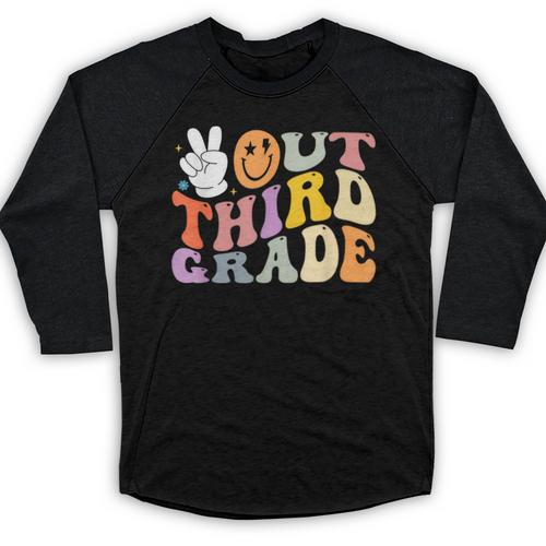Peace Out Third 3rd Grade Graduation Graduate Class Of 2025 Baseball Raglan Shirt - Best Gift Smart