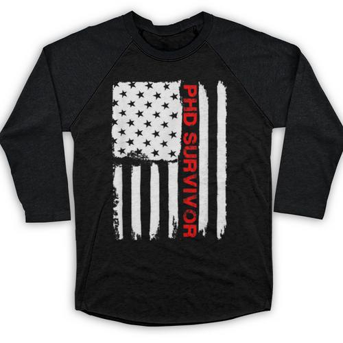 PhD Survivor Graduation American Flag Shirt Degree Tee Women Kids Men Baseball Raglan Shirt - Best Gift Smart